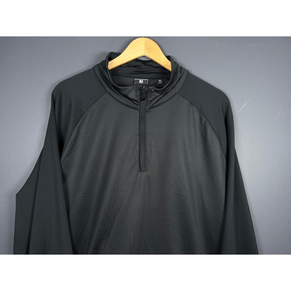FootJoy FJ Golf Pullover Mens XL Black Quarter Zip Long Sleeve Textured Shirt